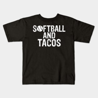 Cute Softball and Tacos Softball Players Kids T-Shirt